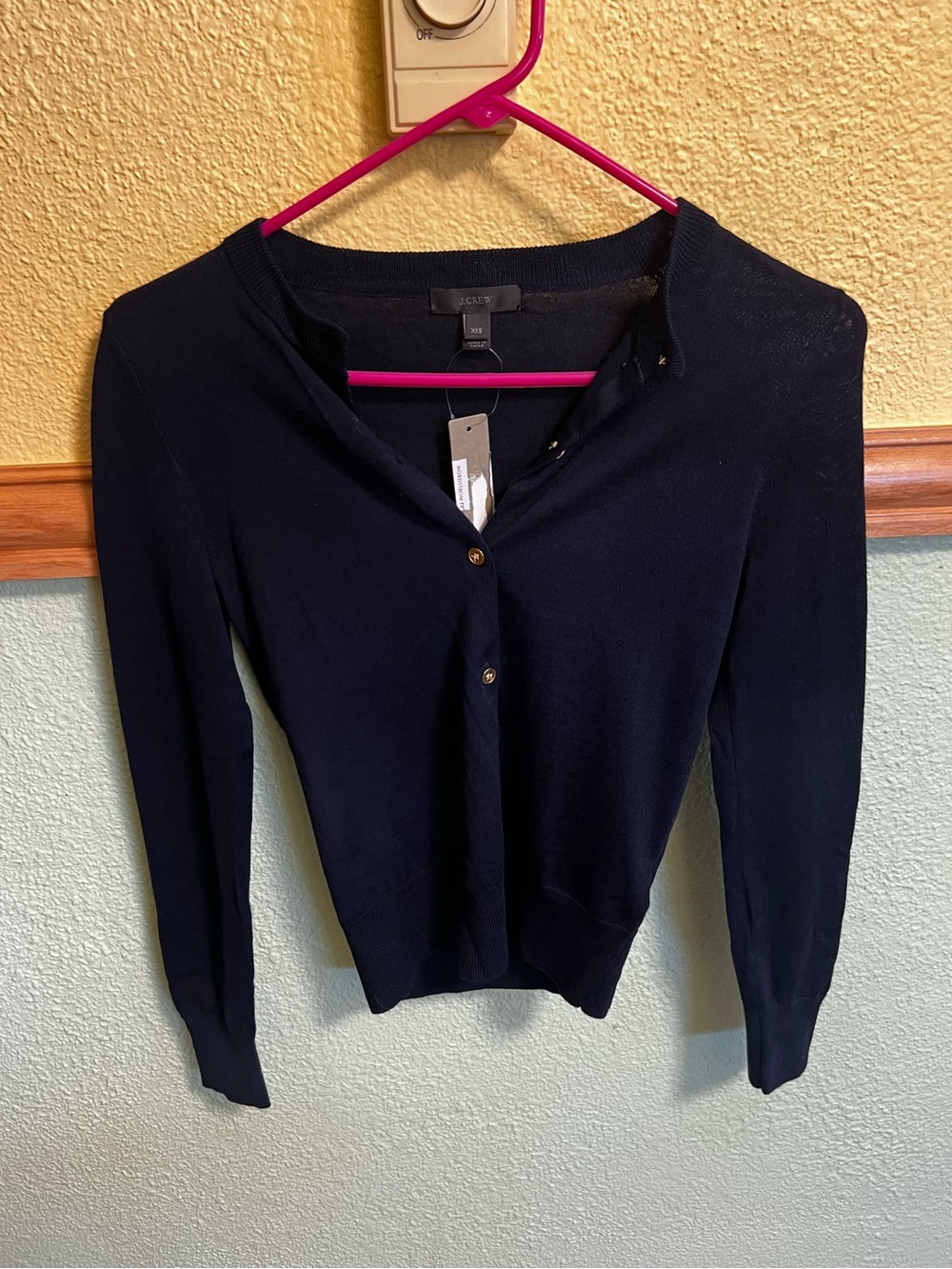 J.Crew Navy Blue 100% Merino Wool Cardigan XXS Preppy Classic